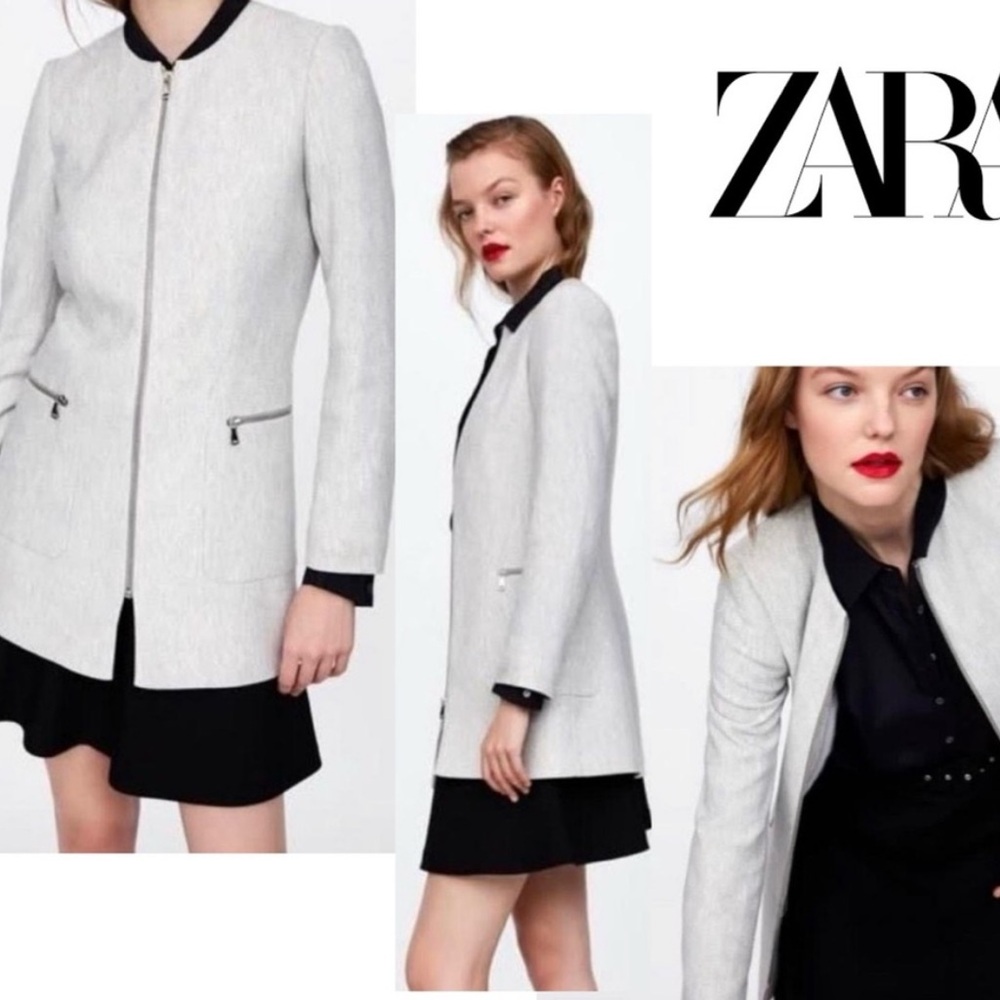 Zara Basic Herringbone Frock Coat - image 2